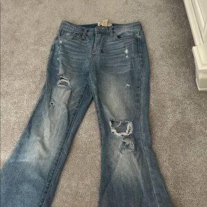 Altar'd State Blue Distressed Flare Jeans